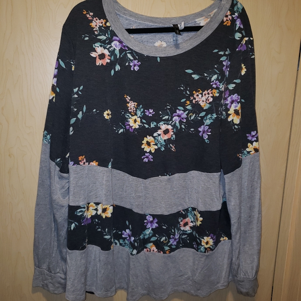 Floral color block top